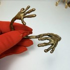Vintage Brutalist Bronze Hand Cuff Bracelet Sculptural Modernist Artist Piece