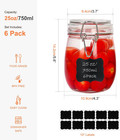25 Oz 6 Pack Clear Glass Jars With Airtight Lids And Leak Proof Rubber