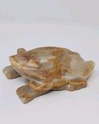 Frog Hand Carved Statue Figurine Paperweight Green Brown Soap Stone Agate Toad