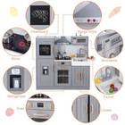 Kids Kitchen Playset Wooden Chef Pretend Play Set With 20 Pcs Cookware Accessory