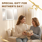 Led Bathroom Shower Mirror With Lights  Trifold Vanity Mirror With Powerful Suct