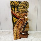 Unbranded Multicolor Hand Carved Wood Totem Wall Mask 16in Folk Art Tribal Decor