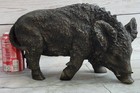 Vintage Art Deco Bronze Wild Boar Hog Pig Signed Wildlife Sculpture Statue  Art