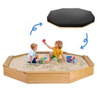 85  x80  x9   Octagon Kids Sandbox With Cover  Wooden Outdoor Playhouse