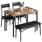 Dining Set Table And Upholstered Bench Chairs Wood Top Dinette For Small Kitchen