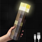 Minecraft 11in Torch Lamp Led Night Light Home Decor Gift Usb Rechargeable New