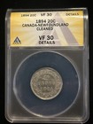 1894 Canada Newfoundland 20 Cents Anacs Vf30 Details Cleaned 20c