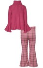 Oops  New Bonnie Jean Girls Size 7  fuchsia Pink   Plaid  Sweater Pant Set Nwt