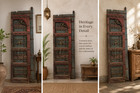 Vintage Reclaimed Wooden Door Panel     Antique Indian Architectural Wall Decor