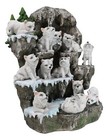 12 Mini Snow Wolf Pups On Wolf Den Rocky Cave Lair Display Stand Figurine Set