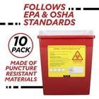 Sharps Container  2 Gallons  Locking Top Flap  Polypropylene  10 box