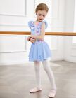 Girls Dance Sparkly Chiffon Skirt Butterfly Printed Blue Ballerina Outfits 3-4t