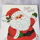 Vtg Christmas Greeting Card Invitation   Jolly Santa Holly Hallmark Unused