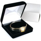 2 Black Flocked Watch   Bracelet Jewelry Gift Boxes