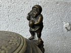 Antique Vintage German Glass Tankard Stein Dwarf Gnome Thumb Lift Brass 6   