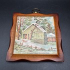 Vintage Currier   Ives Winter Wood Wall Plaques Set Of 3 Homestead Americana