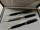 Vintage Colibri 3 Piece Pen   Pencil Set Black Gold W  Original Box   Paper