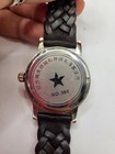 Mao Zeong Chinese Leader Watch Silver Case Hand Winding Black Band Animated Hand