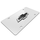 Chevrolet 3d Black Bowtie Logo Chrome Stainless Steel License Plate
