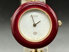 Vintage Gucci Change Bezel 11 12 Wine Red Ring Gold Women Qz Watch From Japan