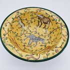 Ros Byrne Pottery 10   Serving Bowl Hand Painted Zimbabwe Elephant Giraffe Rino