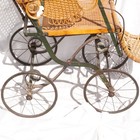 Antique 19th Century Victorian Wicker Baby Buggy Stroller Carriage Full Size Vtg