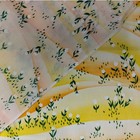 2 3 4 Yds Vintage 1980 s Floral Cotton Fabric White Tulips Yellow   Orange Hills