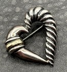 David Yurman Sterling Silver 14k Gold Cable Heart Brooch Pin Dy 925 585