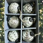 Pottery Barn Embossed Kugel Mercury Glass Christmas Ornaments Box Of 6
