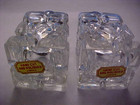 Vintage Mini Glass Salt Pepper Shakers Set Square Cut Crystal Made In Japan