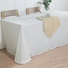 White 90x132  Rectangular Premium Faux Burlap Polyester Tablecloth Wedding Party