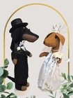 Dachshund Pair Felt Sculpture Bride And Groom Wedding Cake gift Table Decor