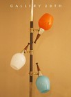 Wow  Vtg Mid Century Tri-color Glass Danish Modern Tension Pole Lamp  Teak Mcm