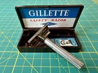 Vintage 1940s Gillette Thin Handle Tech De Safety Razor Bakelite Made In England