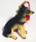 Handpainted 3  Resin German Shepherd Dog W  Santa Hat Christmas Ornament