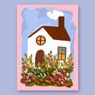 Aceo Original Print Of Farm House In Field Of Flowers By Emily Marlow