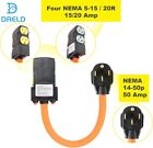 4-prong 220v 14-50p Outlet Plug To 120v 5-20r 15r Female Adapter Power Cord