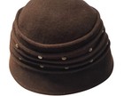 Vintage Classic 1940s Art Deco Chocolate Brown Felted Wool Studded Bucket Hat Ec