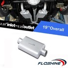 Floshine Universal Mufflers Dual Chamber 2 25  Inlet  id  2 25   Silver 