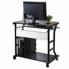 Rolling Computer Desk Laptop Pc Coner Table Desktop W  Rolling Wheel Home Office