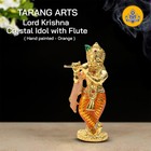 Brass Krishna Crystal Idol With Flute   Krishna Idol Small Size Statue For Ho   