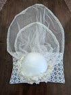 Vtg Handmade Communion Veil X 7-8 Years Old Girls W french Lace Borders-wreath
