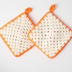 Vintage Pot Holders Handmade Crocheted Mcm Granny Square Rose Flower Set Of 2