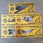 Military Aircraft Gold Foil Note Set F35 F22 F16 B2 Ah64   5 Designs   Envelope