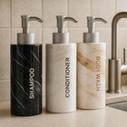 3 In 1 Shower Dispenser Wall Mounted Shampoo Soap Pump No Drill 3x500ml Bottle