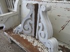 Awesome Pair Old Architectural Corbels Ornate Large Chippy White Patina