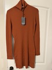 Dsquared2 Rust Ribbed Knit Turtleneck Bodycon Sweater Dress Wool M