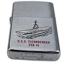Vintage Rare 1965 Zippo Lighter Uss Ticonderoga Cva14 Military Navy Marines