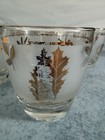 Set Of Six 3 5    Vintage Libby Frosted Glass Tumblers With Gold Foilage
