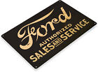 Tin Sign Ford Sales Service Metal D  cor Parts Auto Shop Garage A379